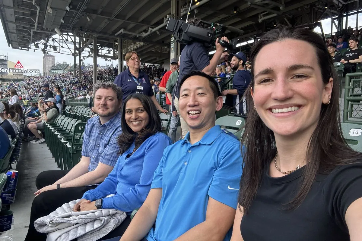Ed with friends at a Chicago ballgame